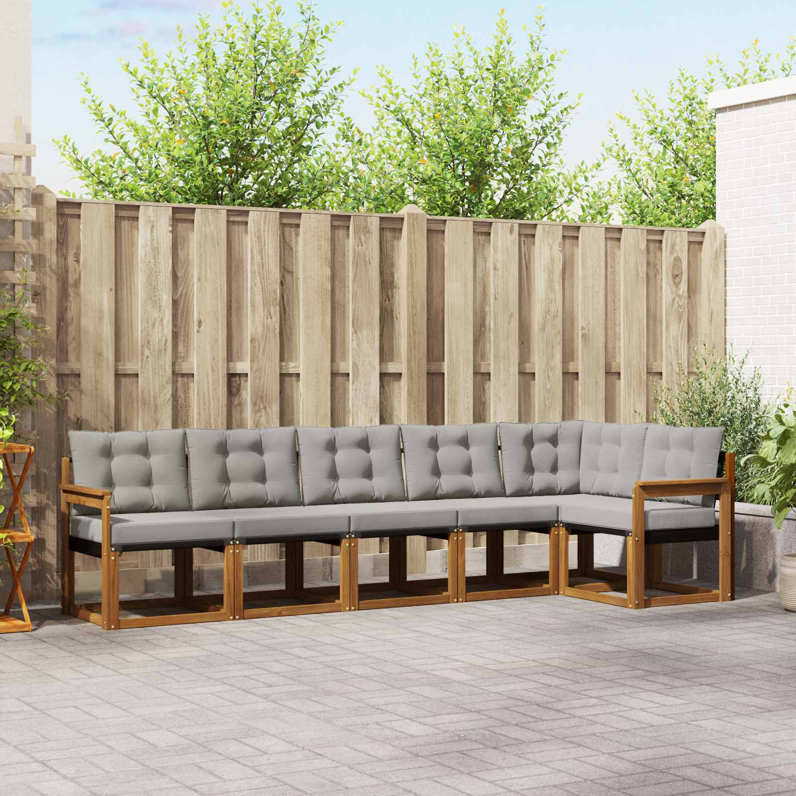 Outdoor-Sofagarnitur mit Kissen 6 pcs Natürlich und Hellgrau
