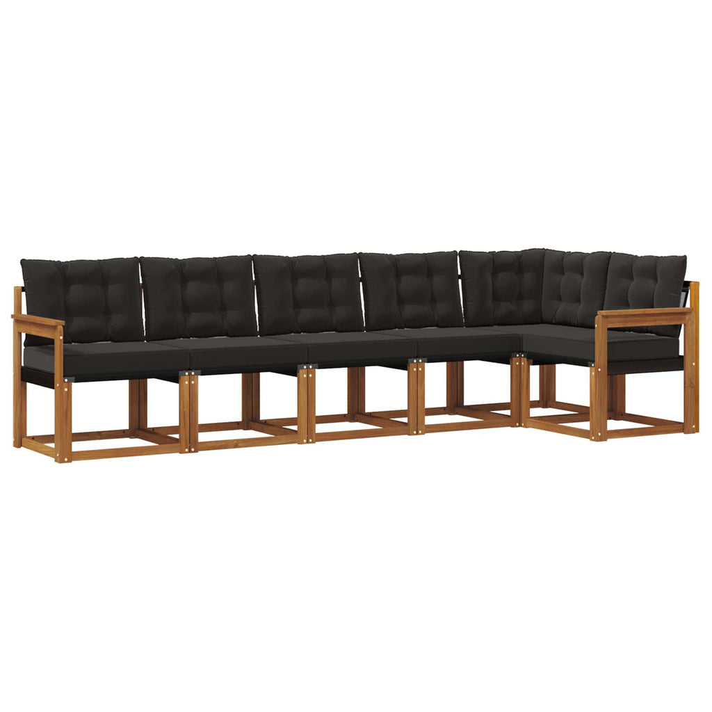 Outdoor-Sofagarnitur mit Kissen 6 pcs Natürlich und Schwarz