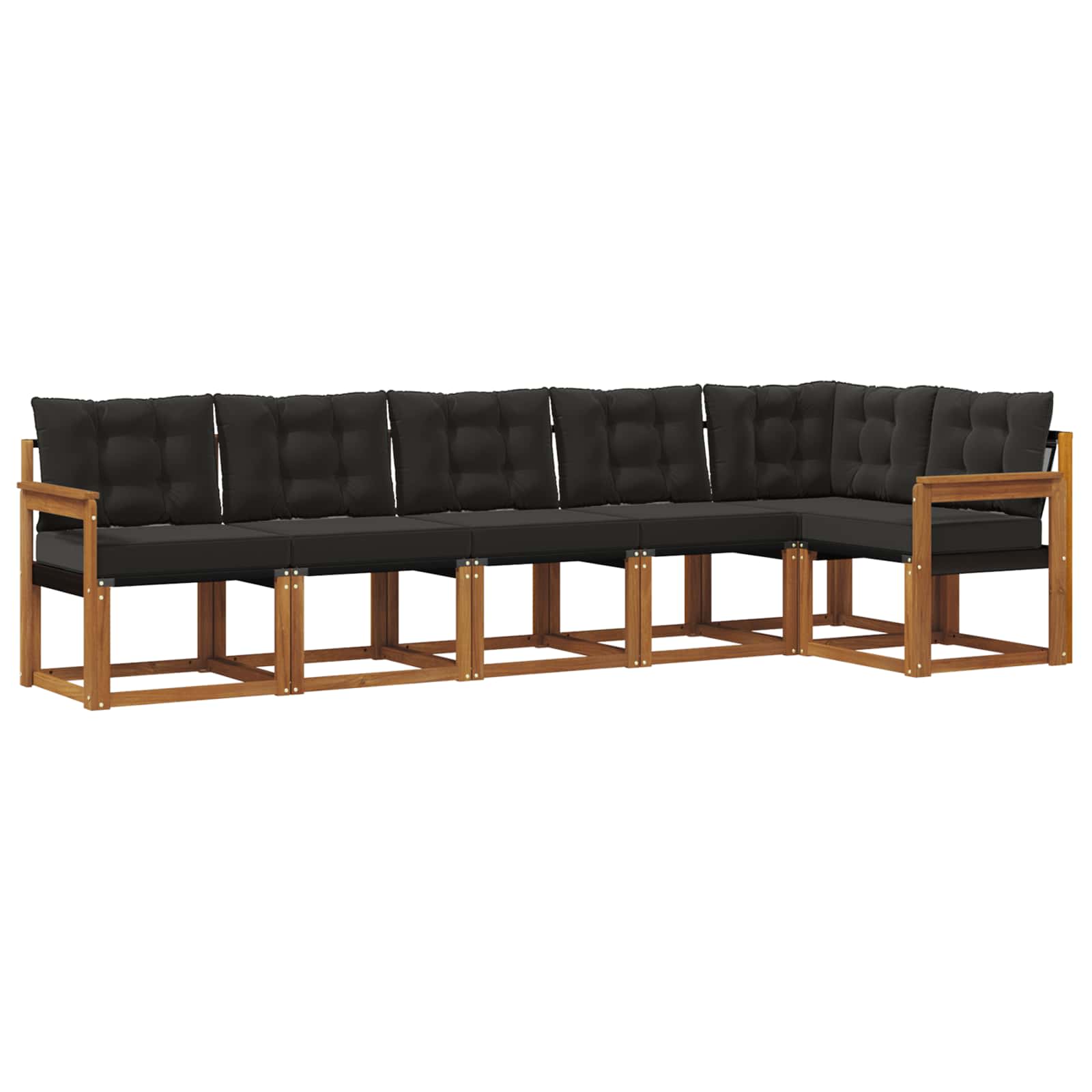 Outdoor-Sofagarnitur mit Kissen 6 pcs Natürlich und Schwarz