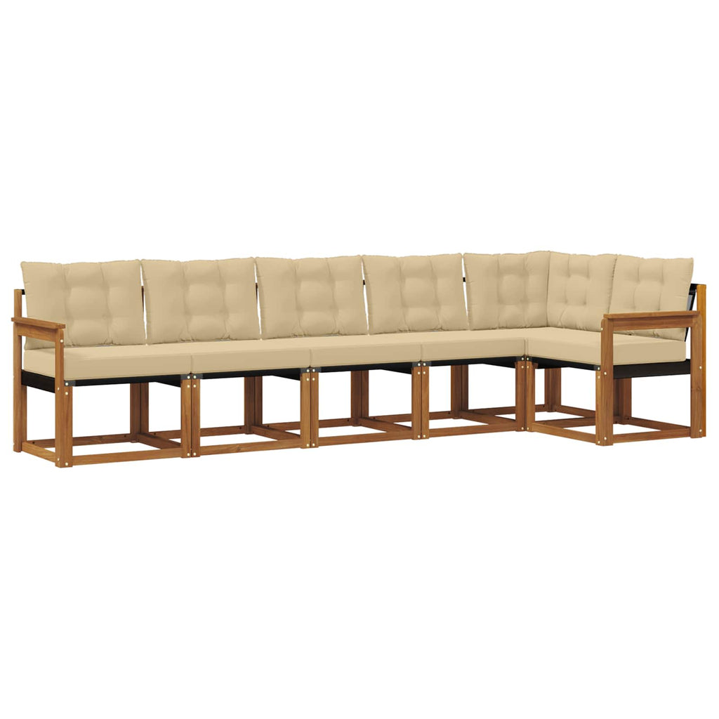 Outdoor-Sofagarnitur mit Kissen 6 pcs Natur und Beige