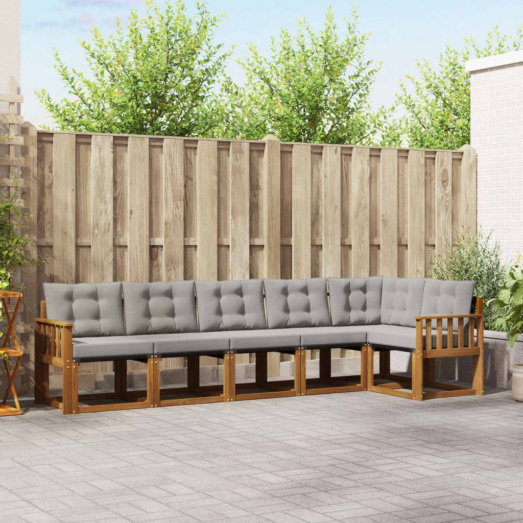 Outdoor-Sofagarnitur mit Kissen 6 pcs Natürlich und Hellgrau