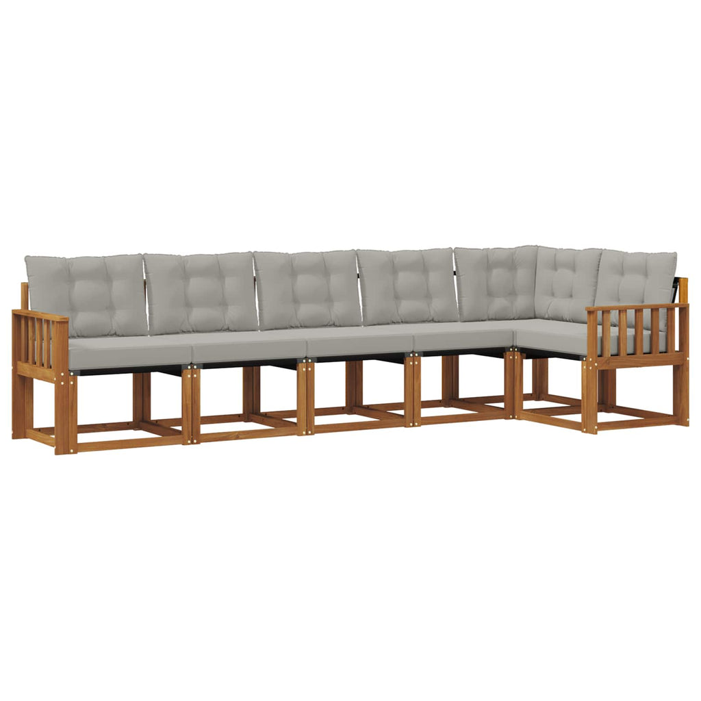 Outdoor-Sofagarnitur mit Kissen 6 pcs Natürlich und Hellgrau
