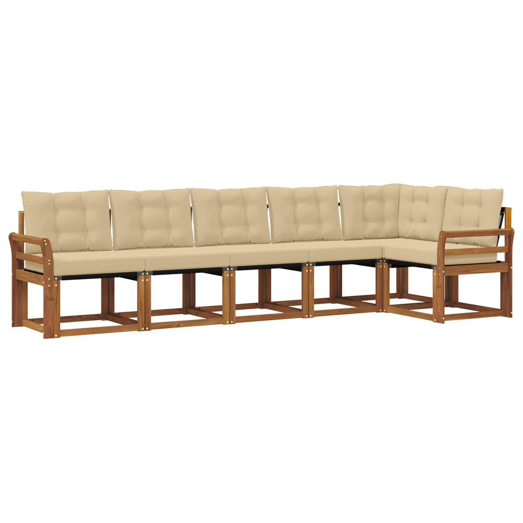 Outdoor-Sofagarnitur mit Kissen 6 pcs Natur und Beige