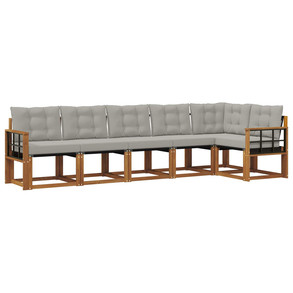 Outdoor-Sofagarnitur mit Kissen 6 pcs Natürlich und Hellgrau