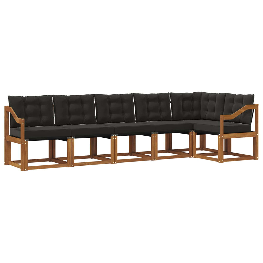 Outdoor-Sofagarnitur mit Kissen 6 pcs Natürlich und Schwarz