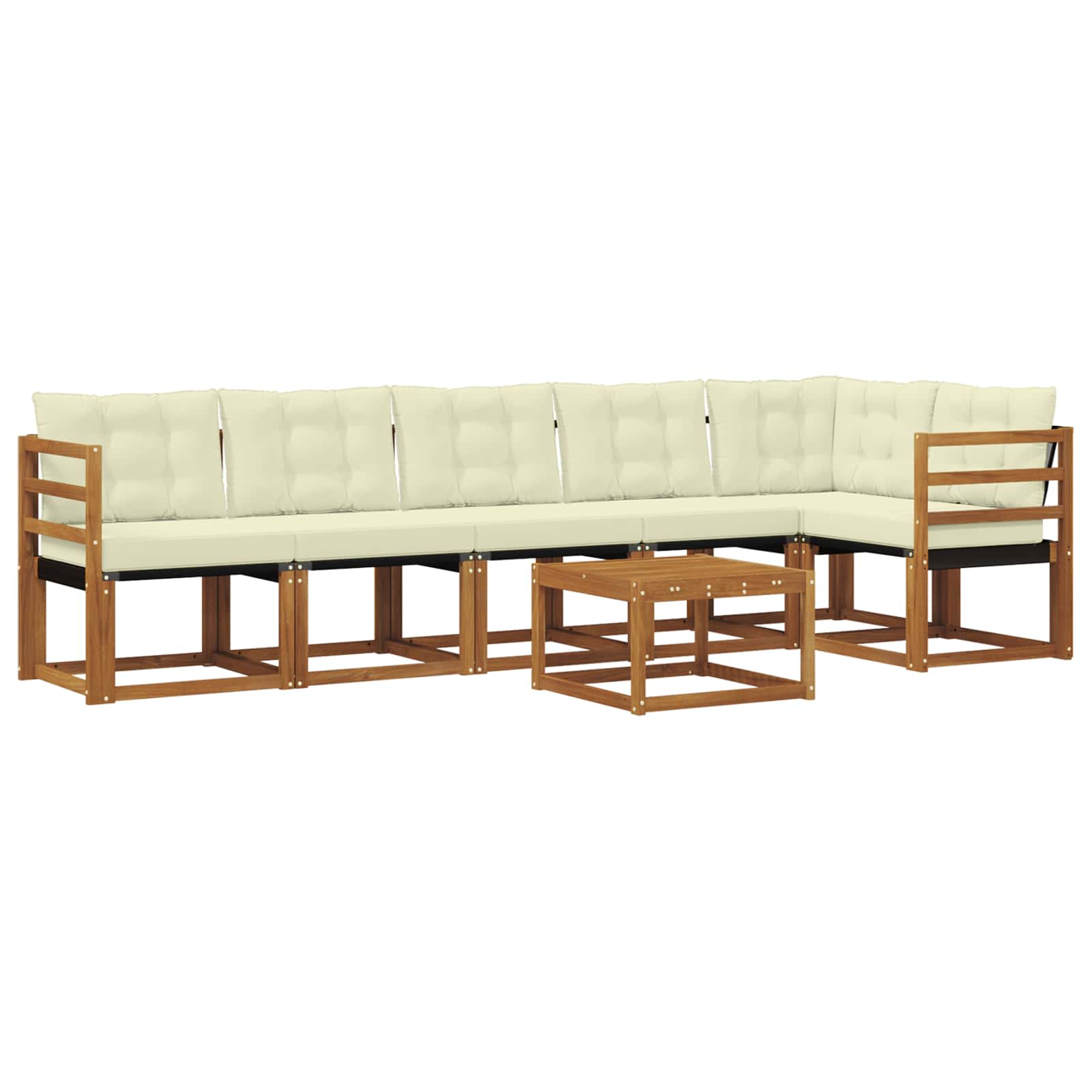 Outdoor-Sofagarnitur mit Kissen 7 pcs Natur und Creme
