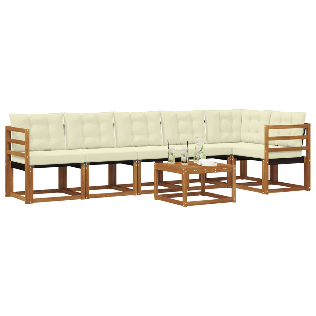 Outdoor-Sofagarnitur mit Kissen 7 pcs Natur und Creme