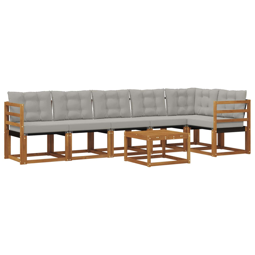 Outdoor-Sofagarnitur mit Kissen 7 pcs Natürlich und Hellgrau