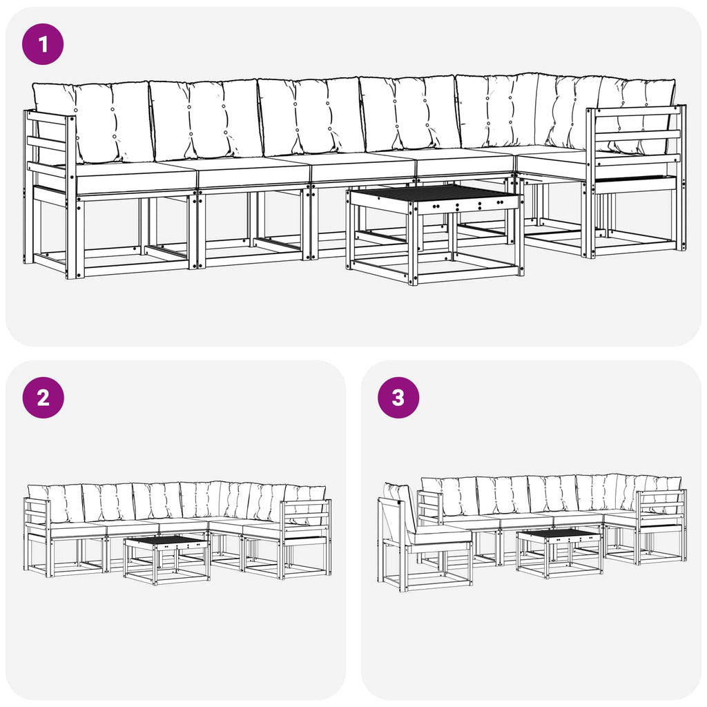 Outdoor-Sofagarnitur mit Kissen 7 pcs Natürlich und Hellgrau