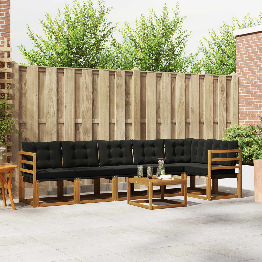 Outdoor-Sofagarnitur mit Kissen 7 pcs Natürlich und Schwarz
