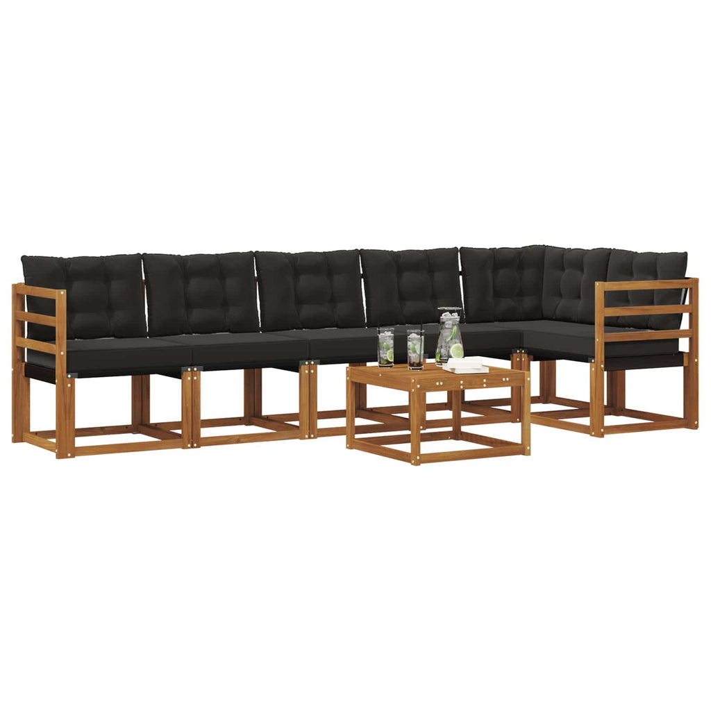 Outdoor-Sofagarnitur mit Kissen 7 pcs Natürlich und Schwarz