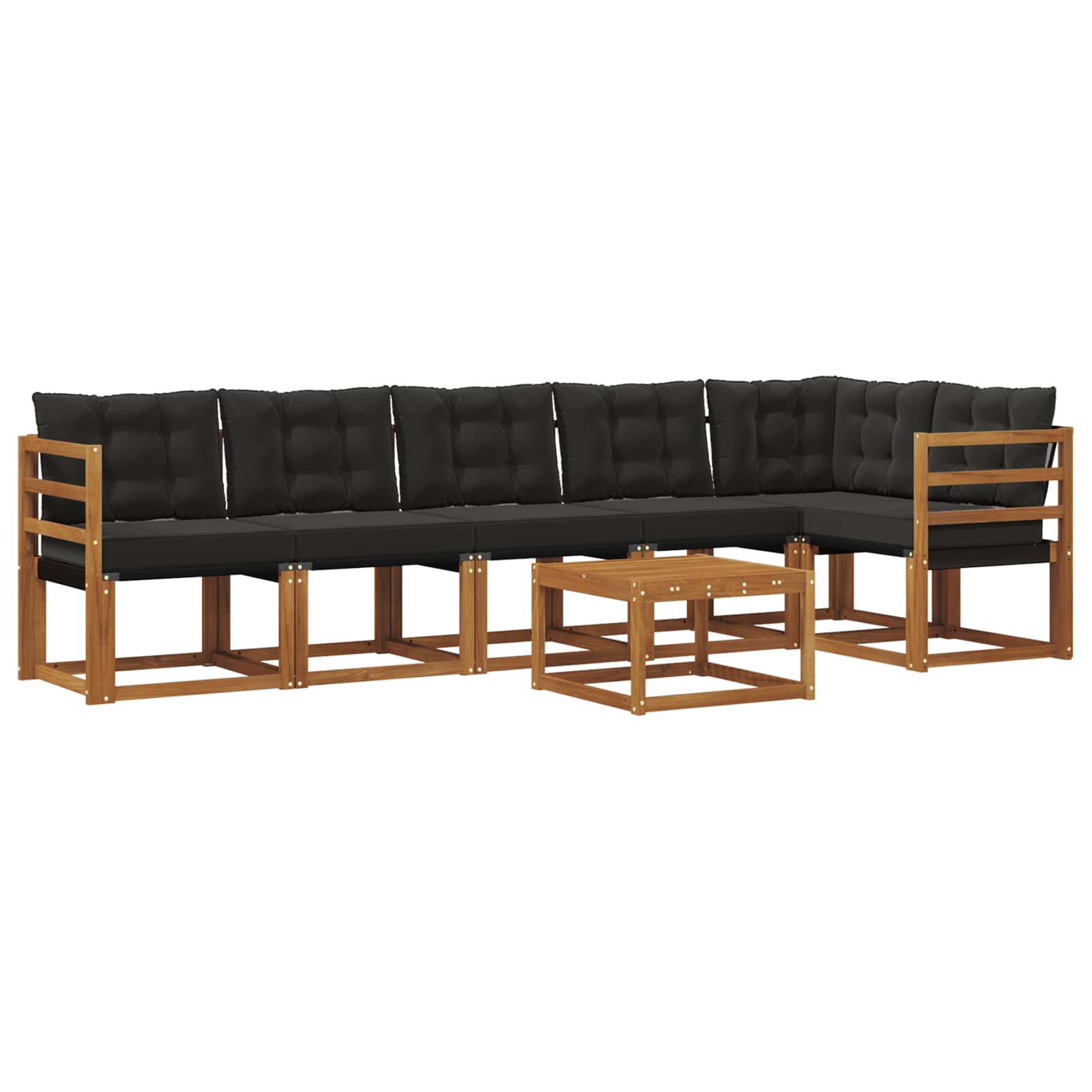 Outdoor-Sofagarnitur mit Kissen 7 pcs Natürlich und Schwarz