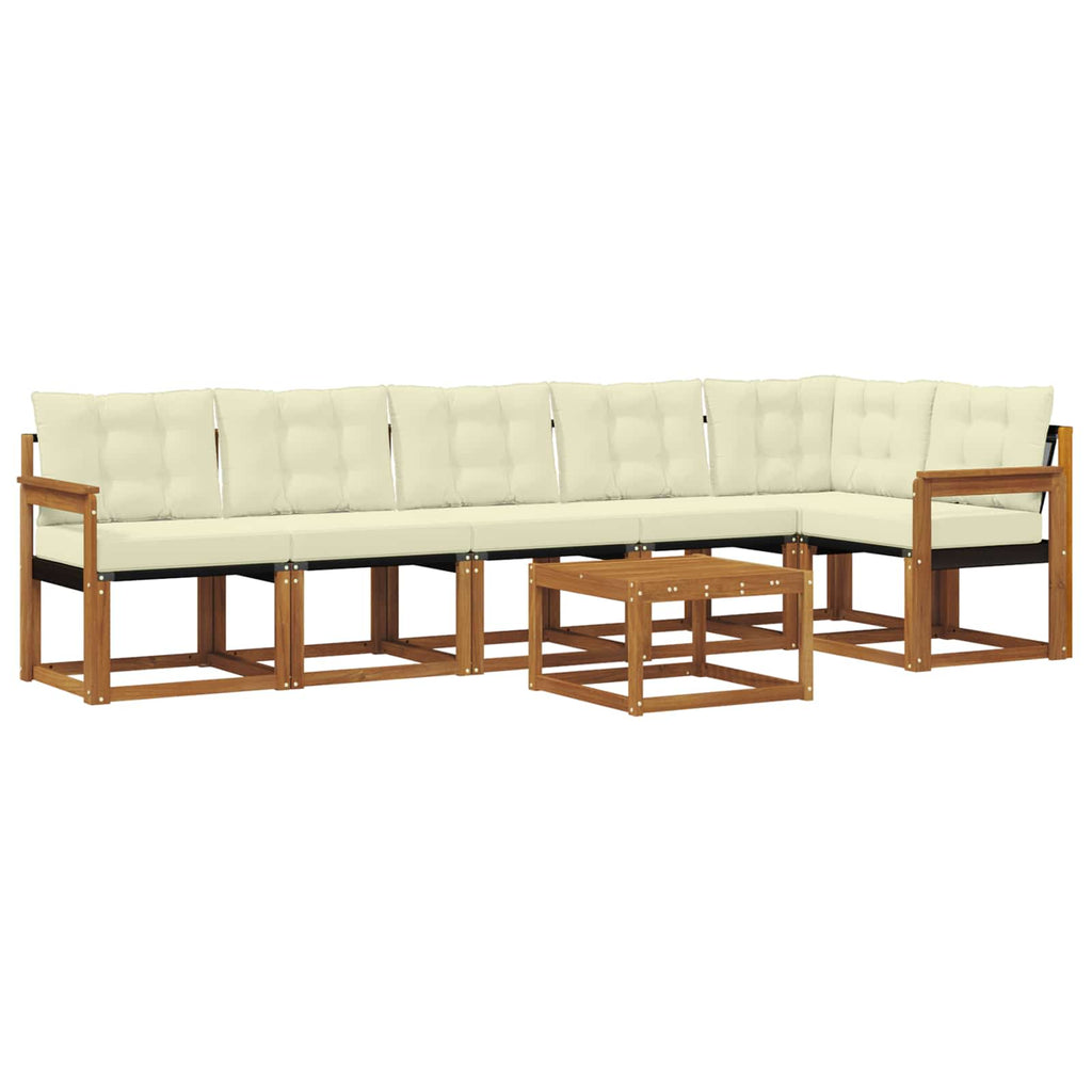 Outdoor-Sofagarnitur mit Kissen 7 pcs Natur und Creme