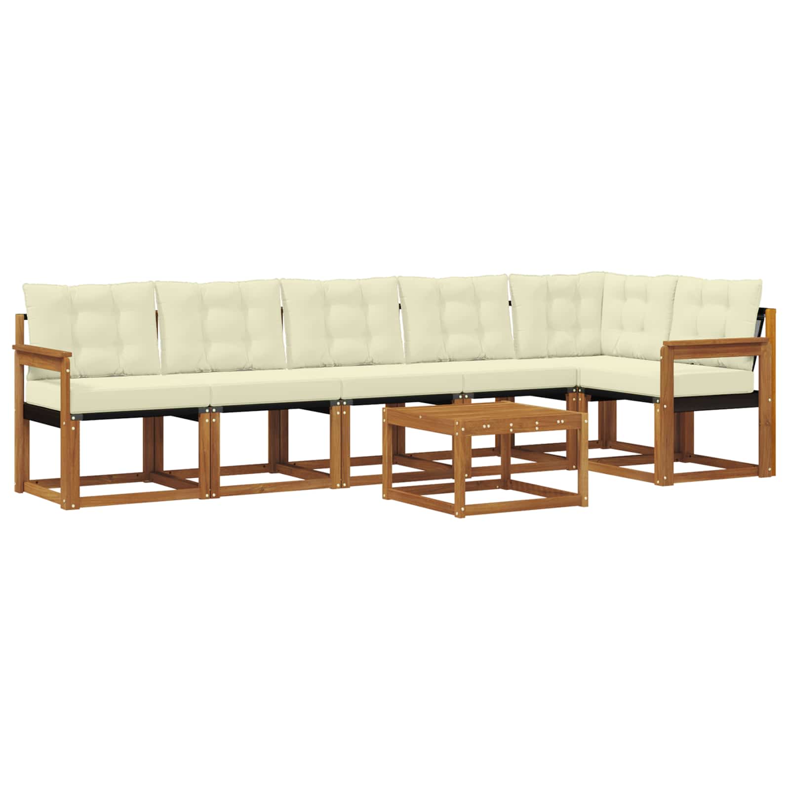 Outdoor-Sofagarnitur mit Kissen 7 pcs Natur und Creme