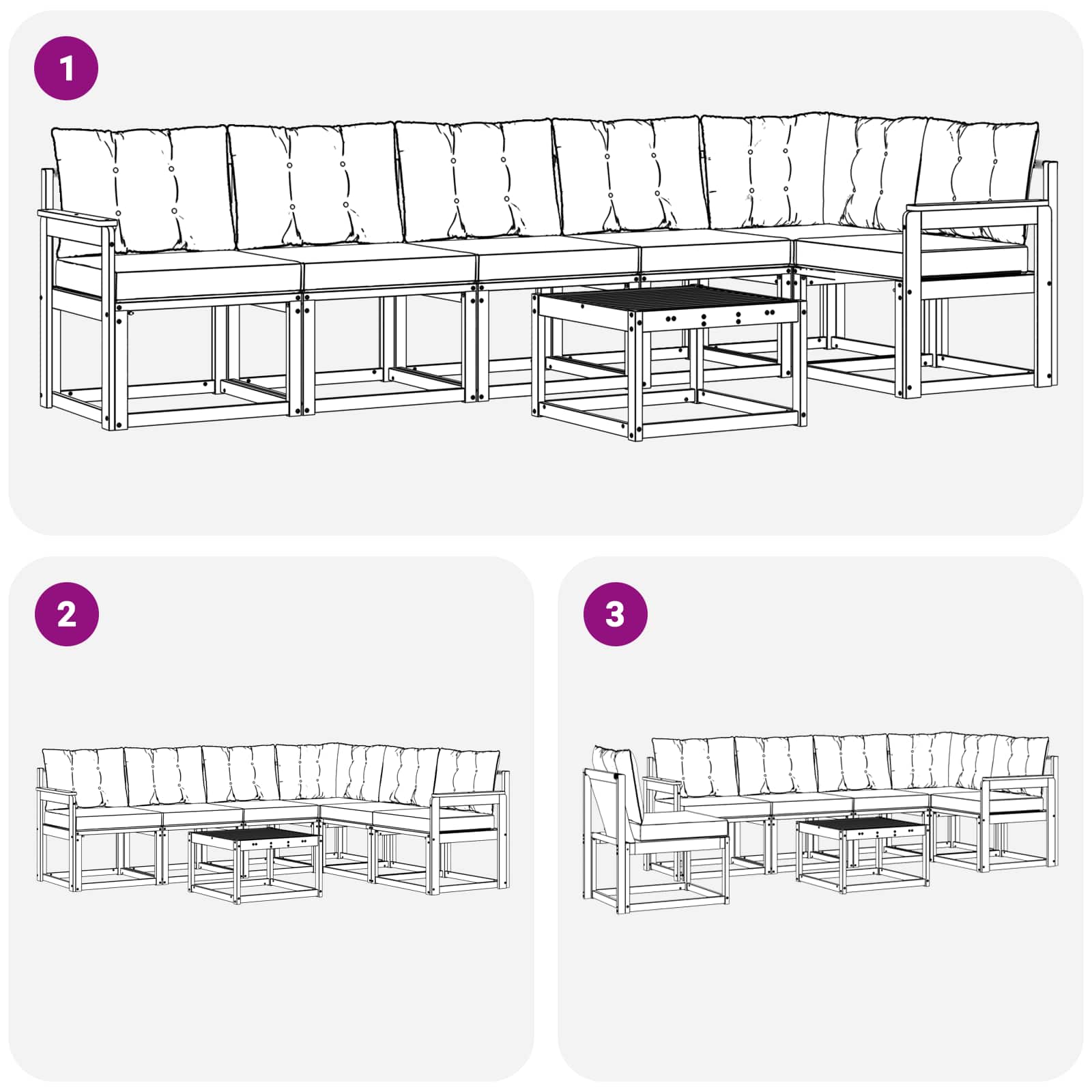 Outdoor-Sofagarnitur mit Kissen 7 pcs Natur und Beige