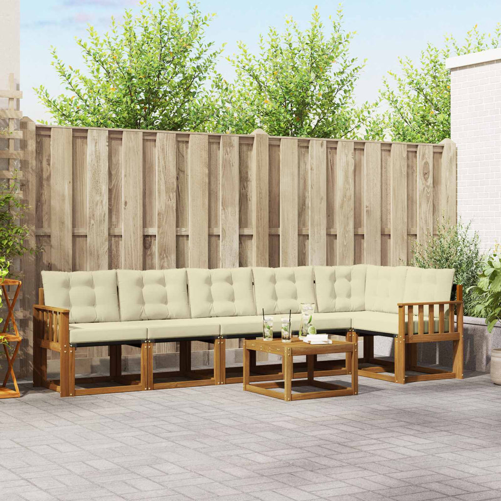 Outdoor-Sofagarnitur mit Kissen 7 pcs Natur und Creme