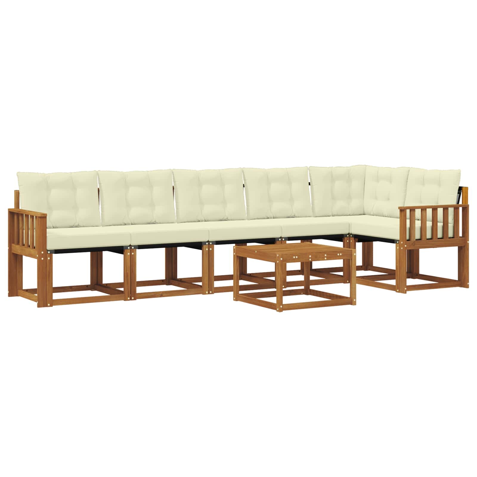 Outdoor-Sofagarnitur mit Kissen 7 pcs Natur und Creme