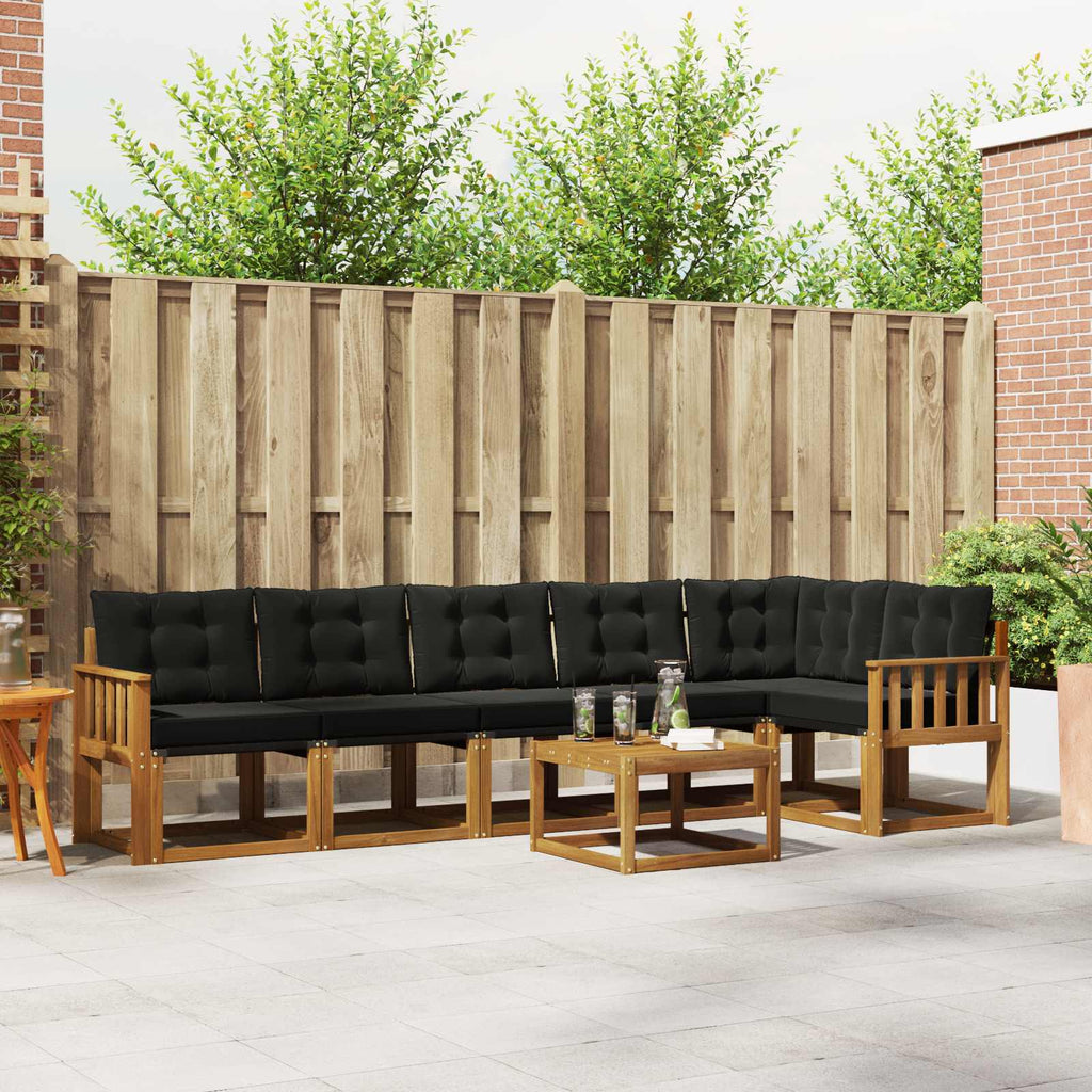 Outdoor-Sofagarnitur mit Kissen 7 pcs Natürlich und Schwarz