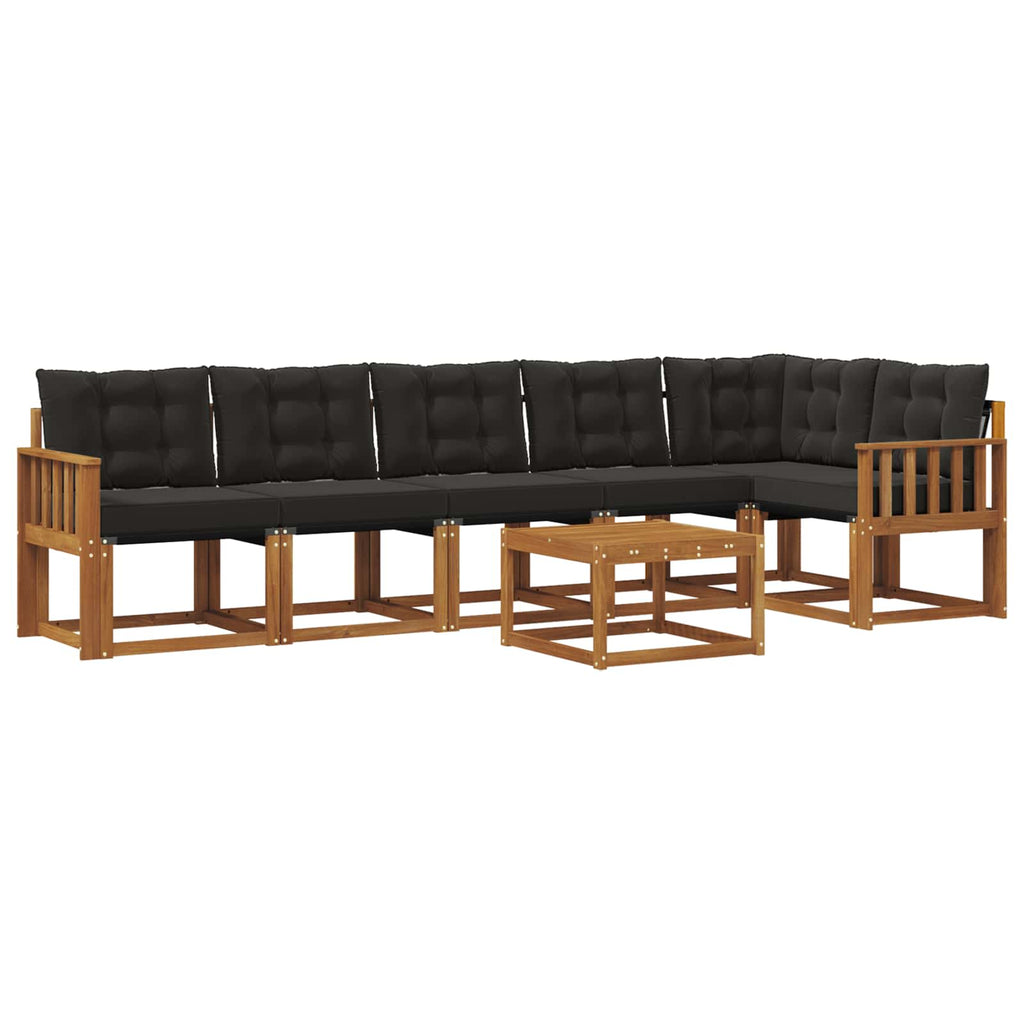 Outdoor-Sofagarnitur mit Kissen 7 pcs Natürlich und Schwarz