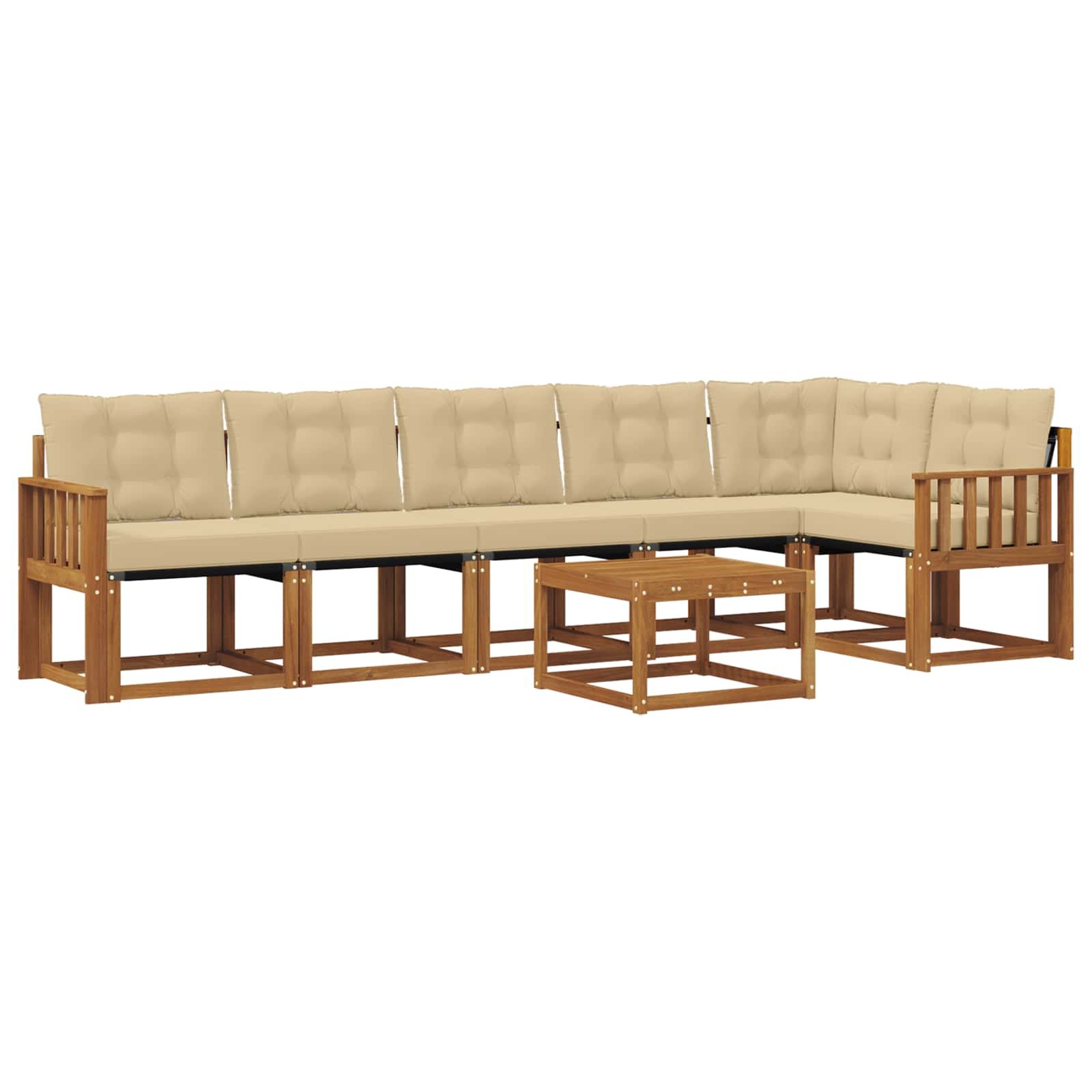 Outdoor-Sofagarnitur mit Kissen 7 pcs Natur und Beige