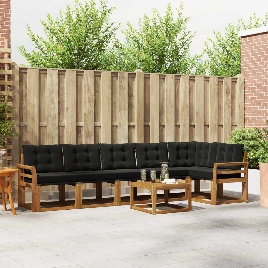 Outdoor-Sofagarnitur mit Kissen 7 pcs Natürlich und Schwarz