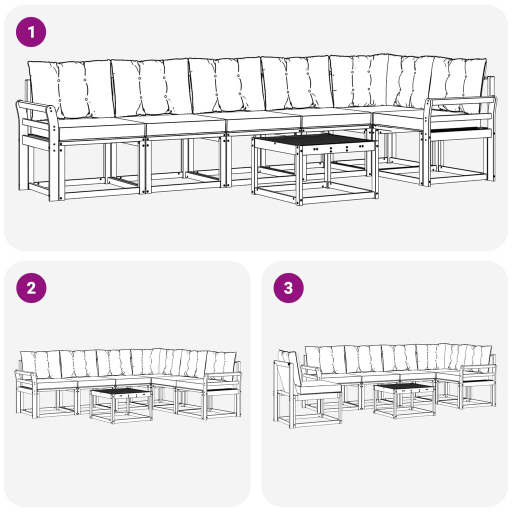 Outdoor-Sofagarnitur mit Kissen 7 pcs Natürlich und Schwarz