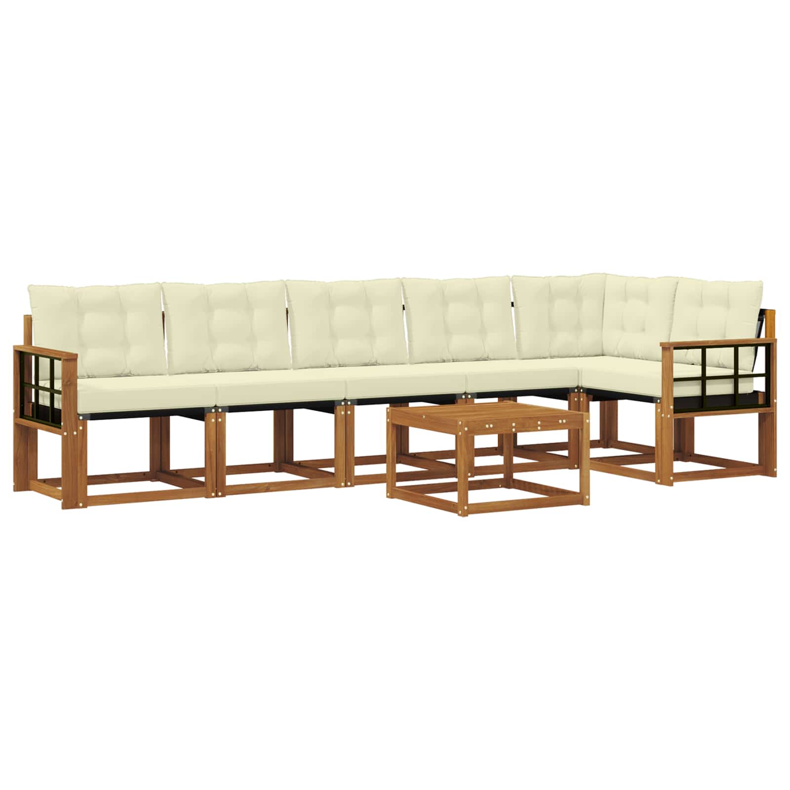 Outdoor-Sofagarnitur mit Kissen 7 pcs Natur und Creme