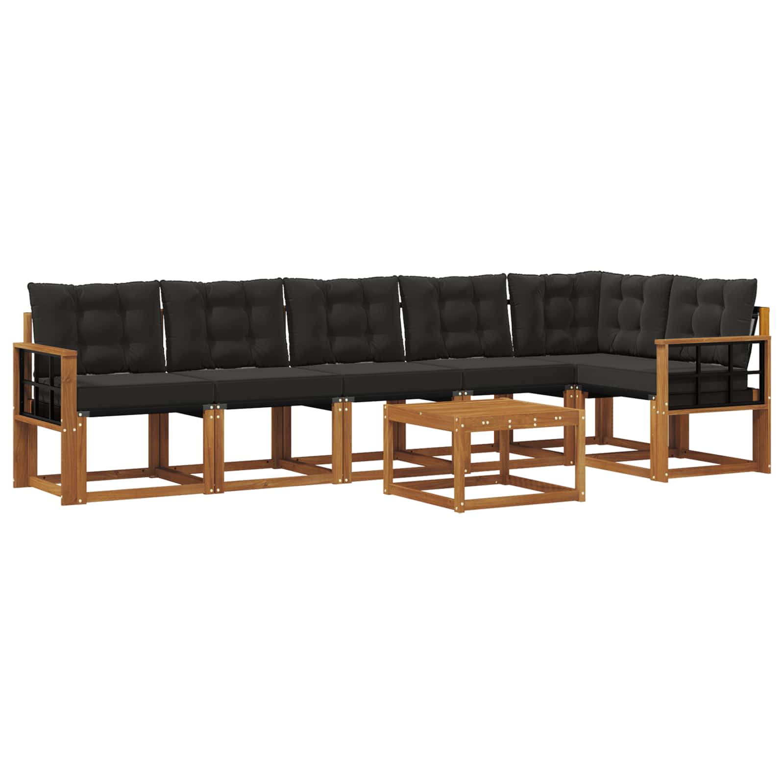 Outdoor-Sofagarnitur mit Kissen 7 pcs Natürlich und Schwarz