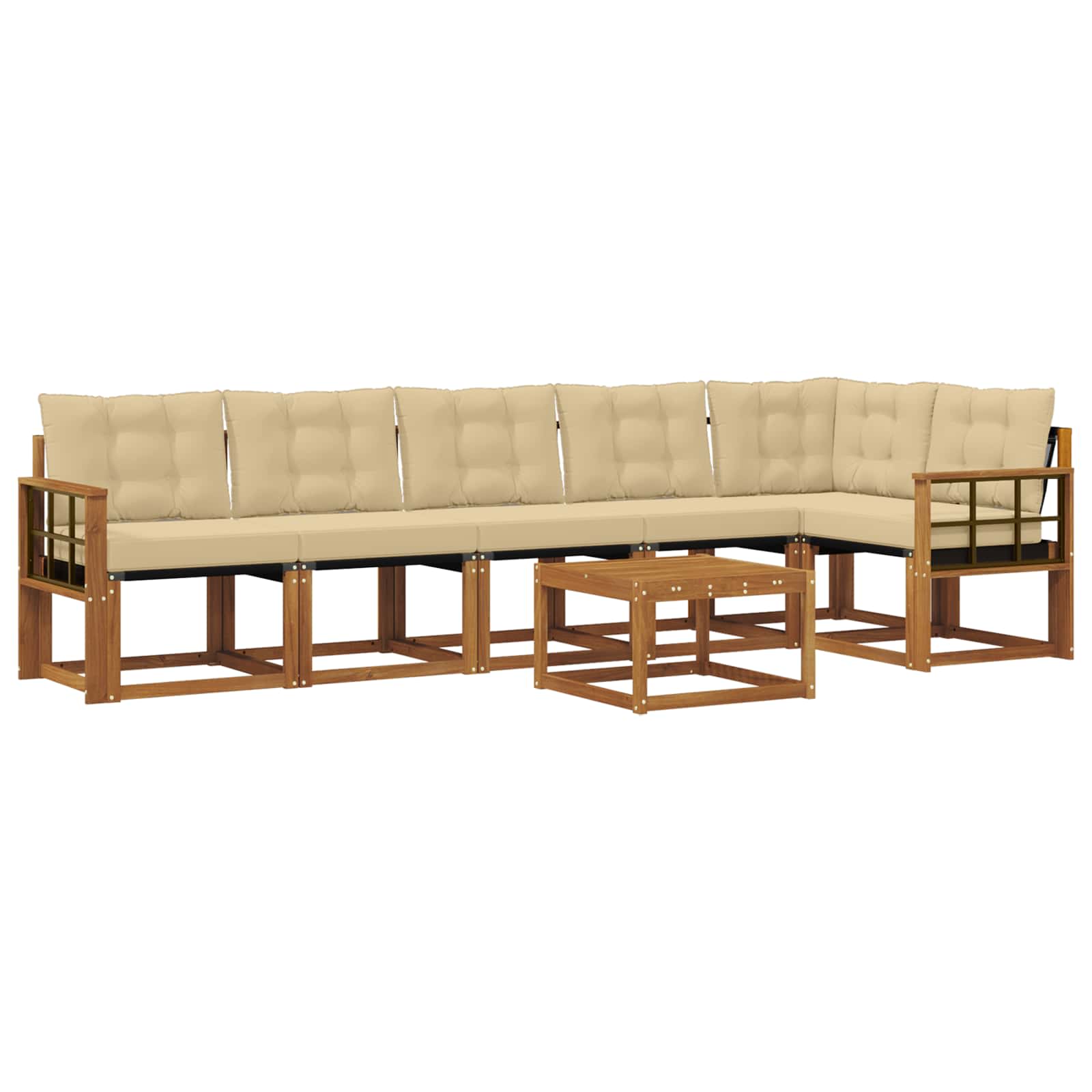 Outdoor-Sofagarnitur mit Kissen 7 pcs Natur und Beige