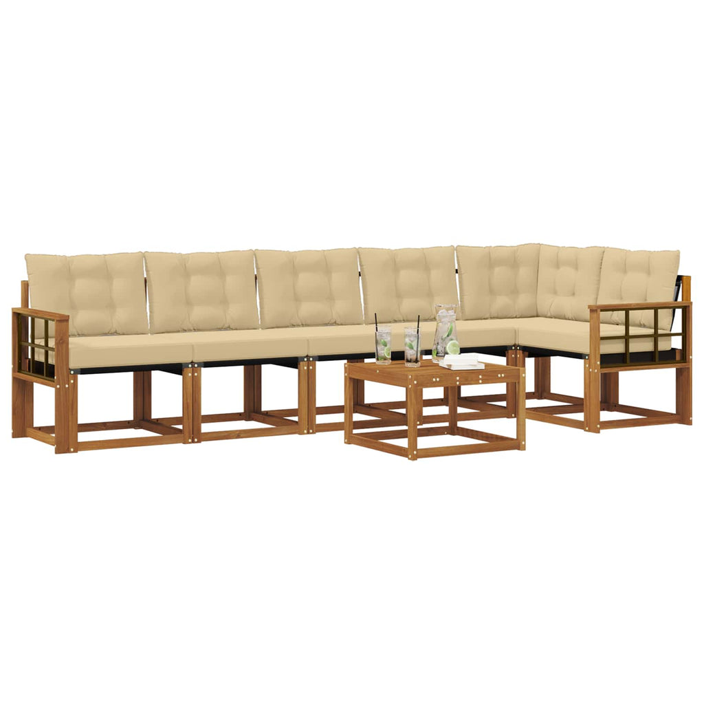 Outdoor-Sofagarnitur mit Kissen 7 pcs Natur und Beige
