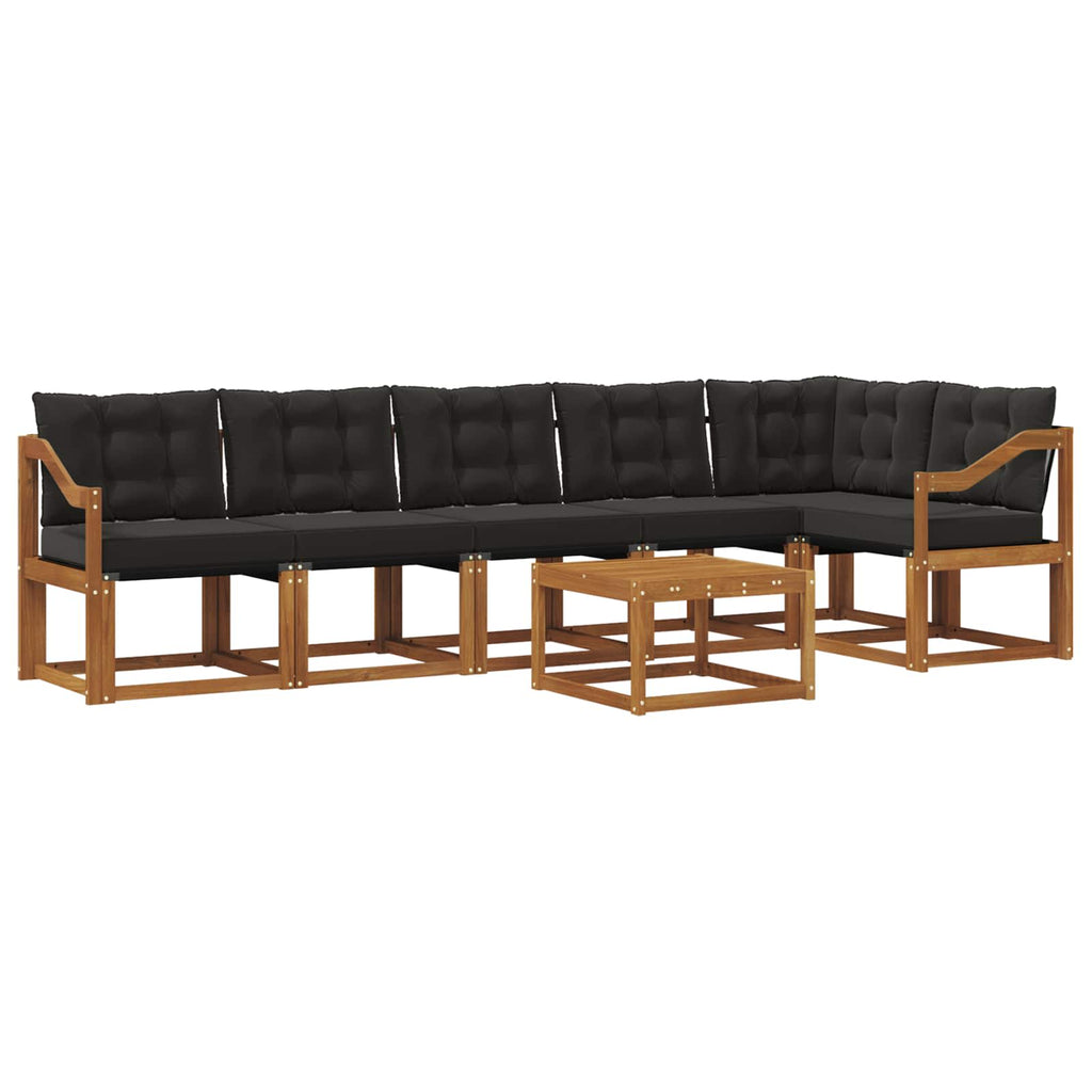 Outdoor-Sofagarnitur mit Kissen 7 pcs Natürlich und Schwarz