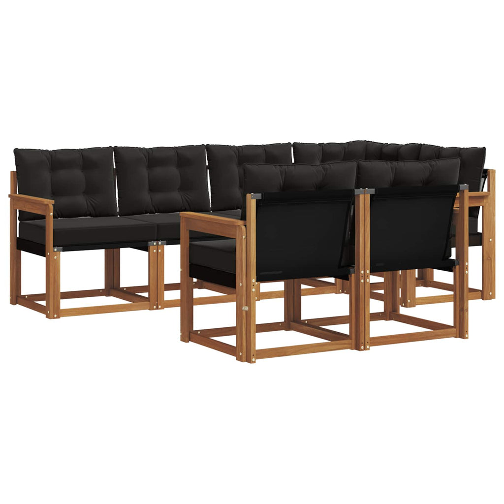 Outdoor-Sofagarnitur mit Kissen 7 pcs Natürlich und Schwarz