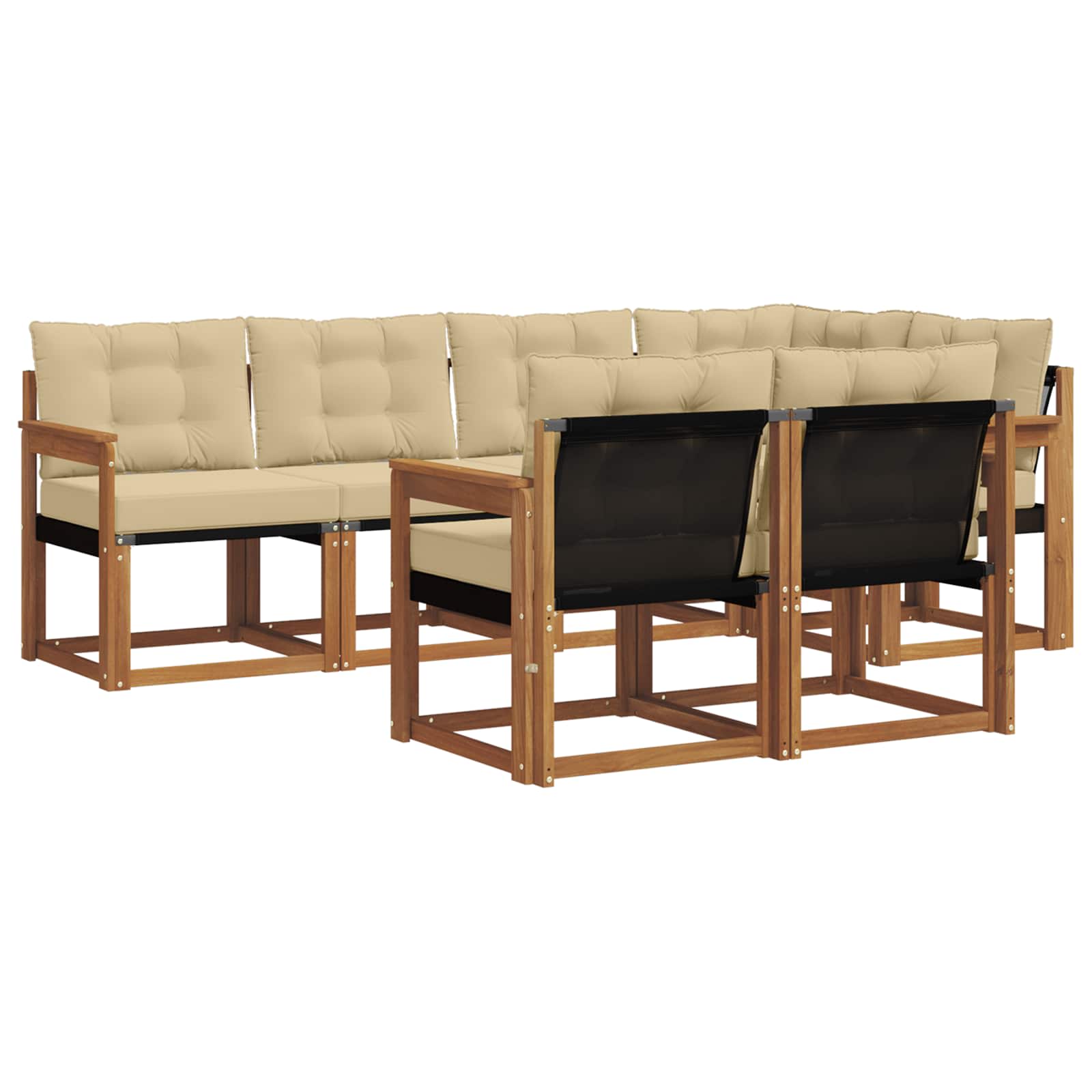 Outdoor-Sofagarnitur mit Kissen 7 pcs Natur und Beige