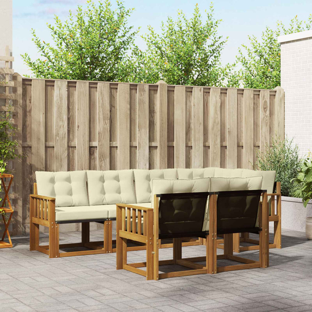Outdoor-Sofagarnitur mit Kissen 7 pcs Natur und Creme