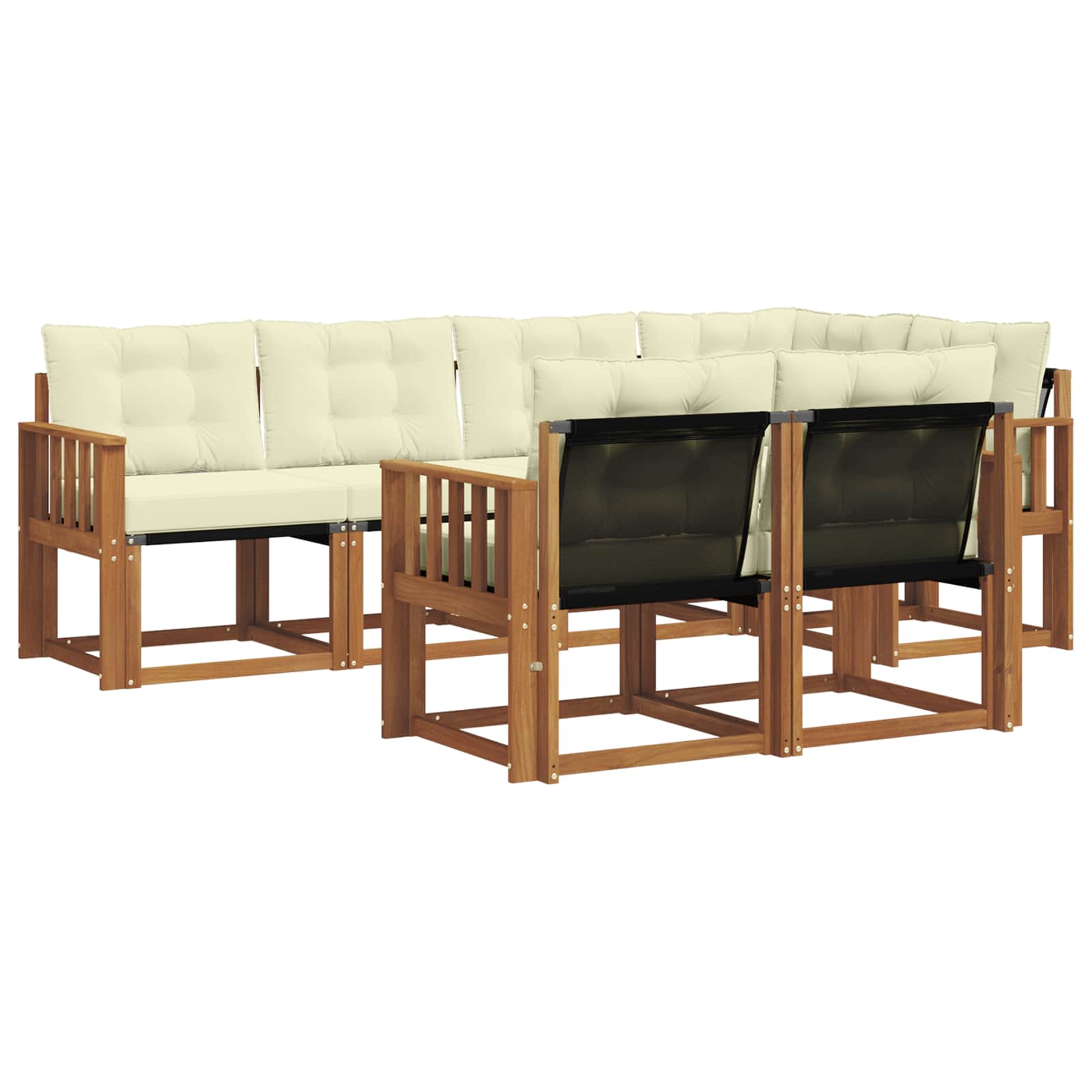 Outdoor-Sofagarnitur mit Kissen 7 pcs Natur und Creme