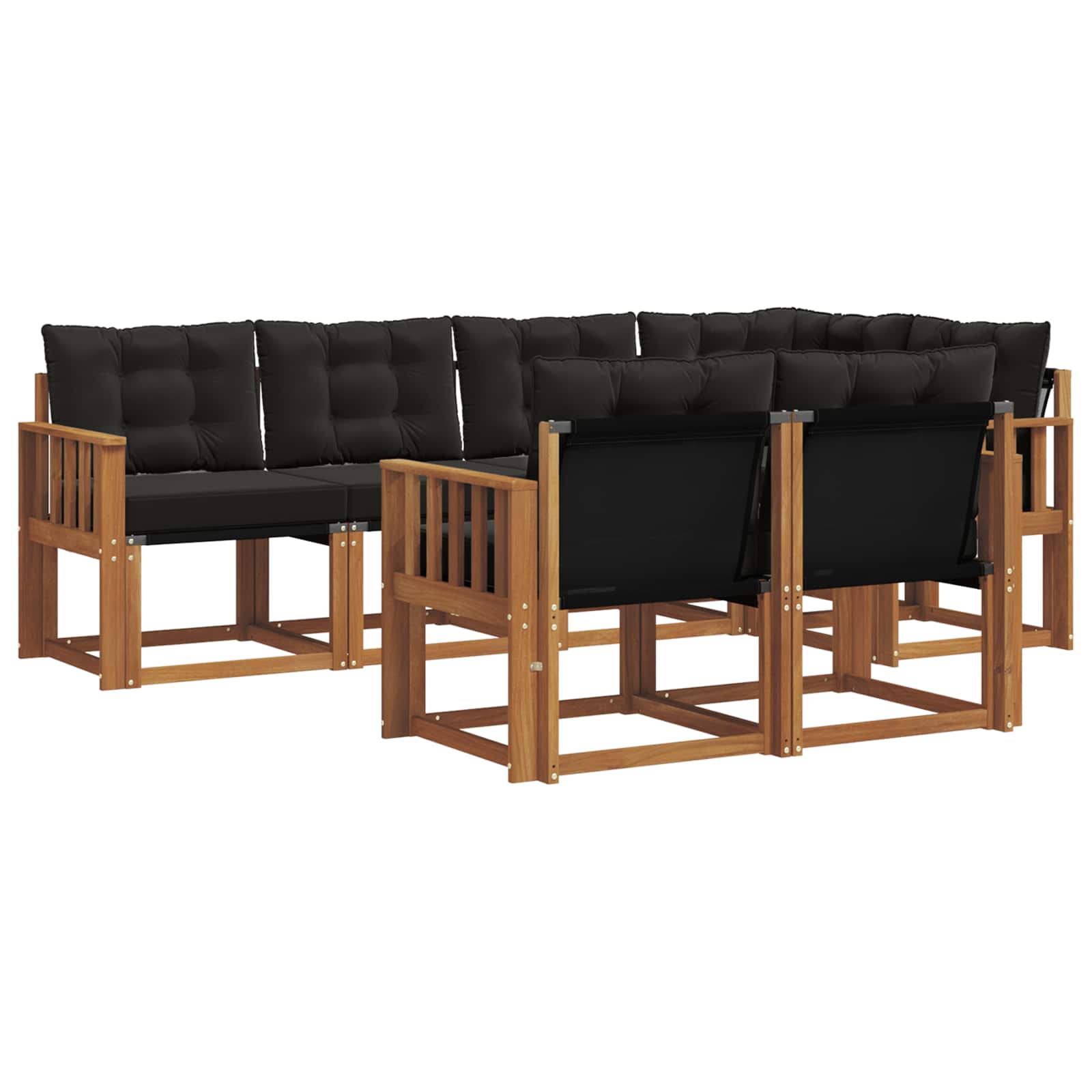 Outdoor-Sofagarnitur mit Kissen 7 pcs Natürlich und Schwarz