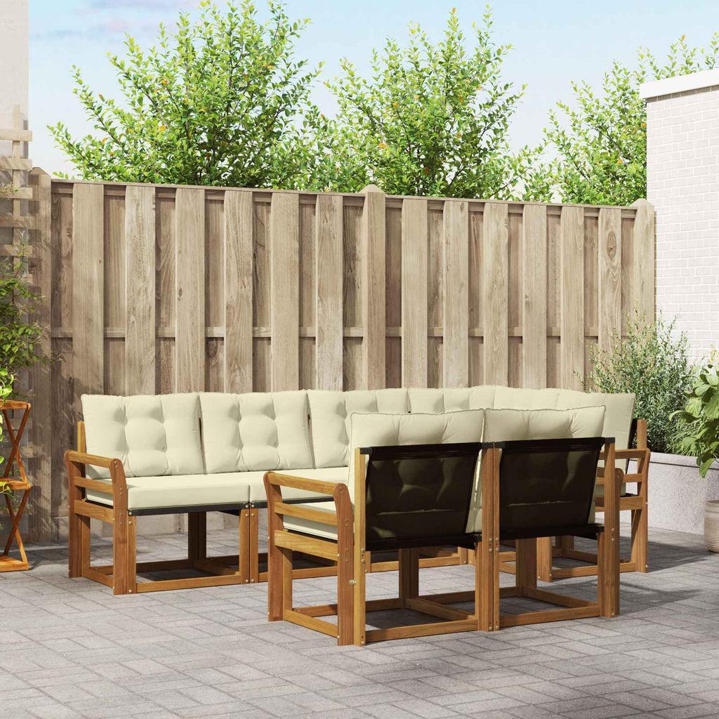 Outdoor-Sofagarnitur mit Kissen 7 pcs Natur und Creme