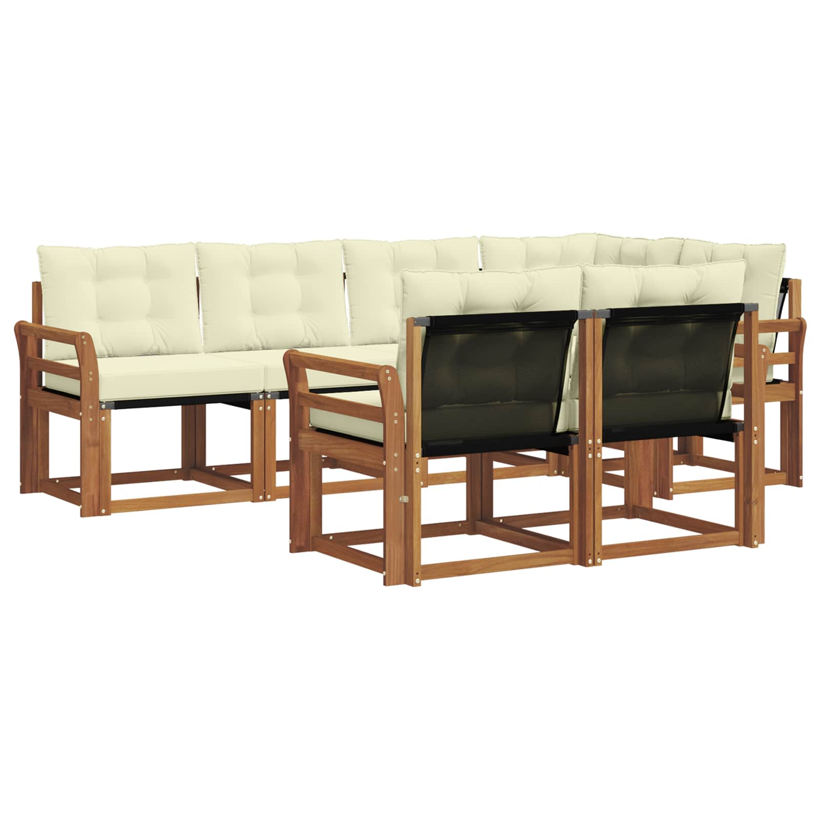Outdoor-Sofagarnitur mit Kissen 7 pcs Natur und Creme