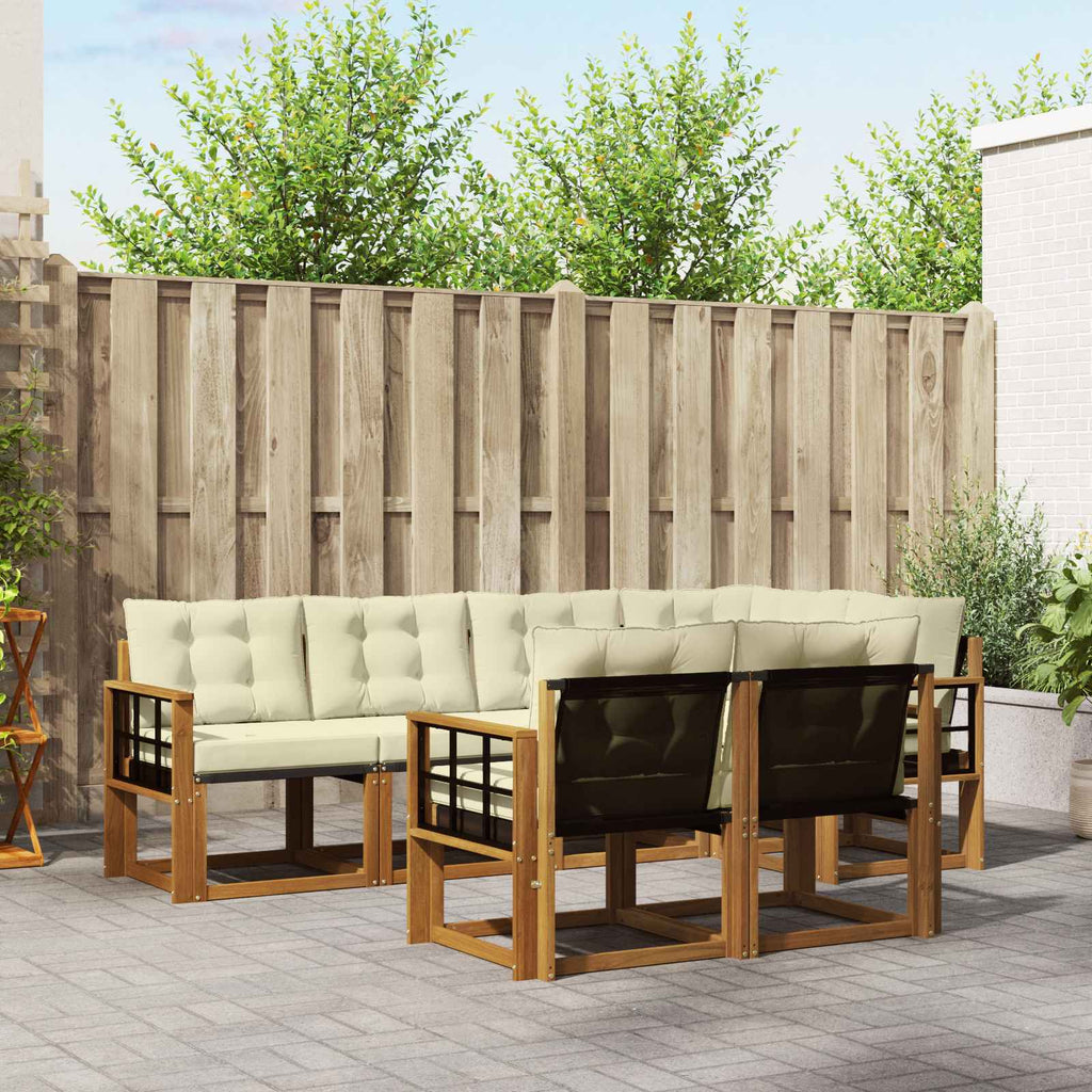 Outdoor-Sofagarnitur mit Kissen 7 pcs Natur und Creme