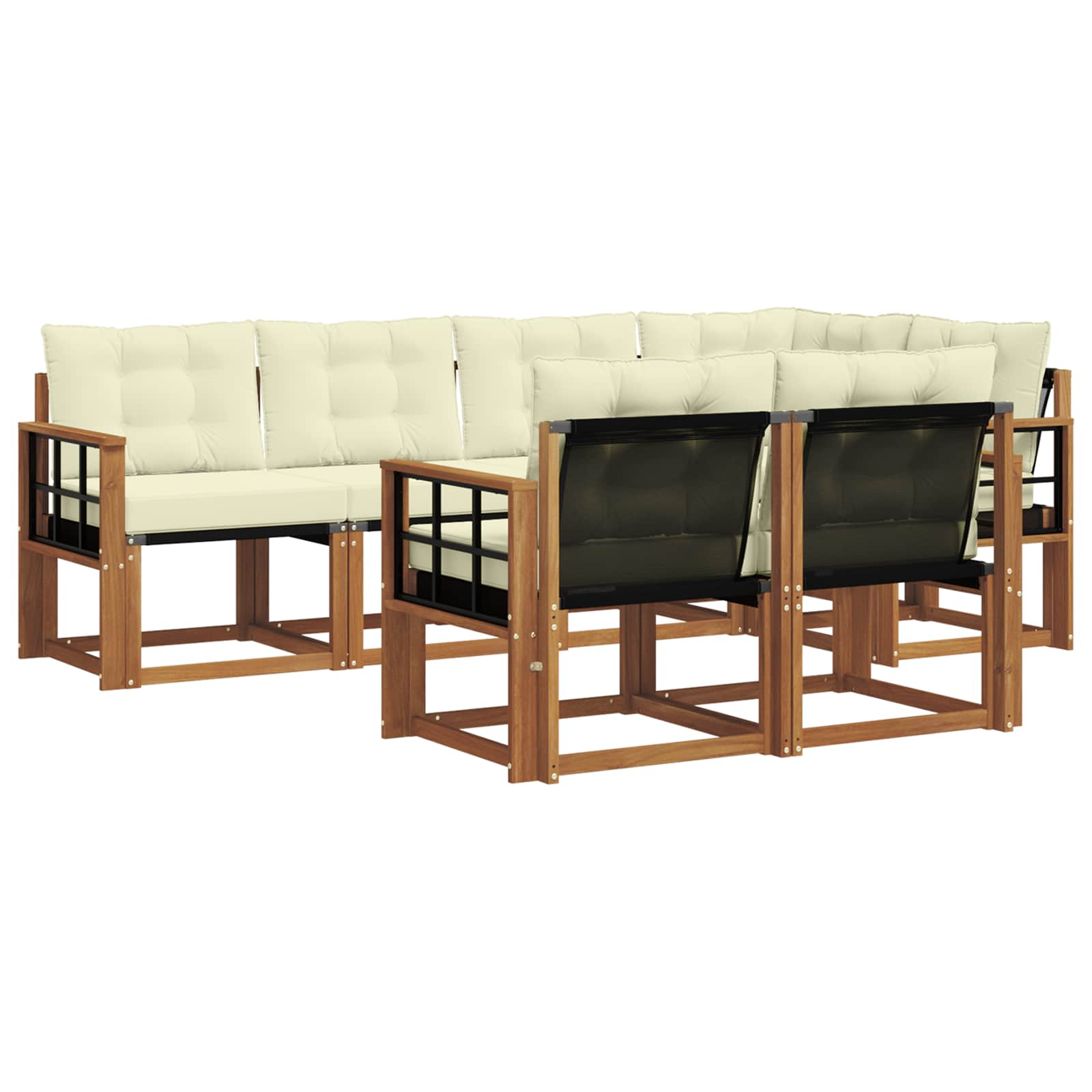 Outdoor-Sofagarnitur mit Kissen 7 pcs Natur und Creme