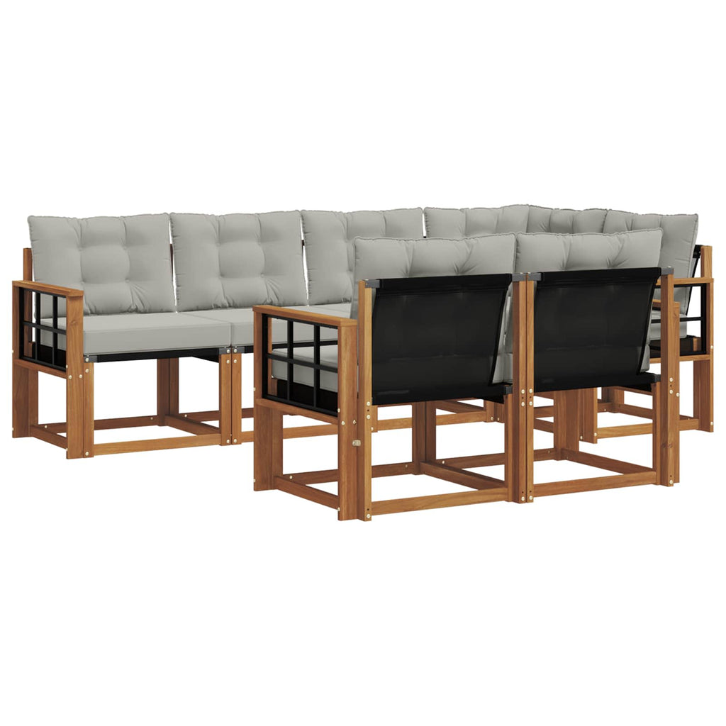 Outdoor-Sofagarnitur mit Kissen 7 pcs Natürlich und Hellgrau