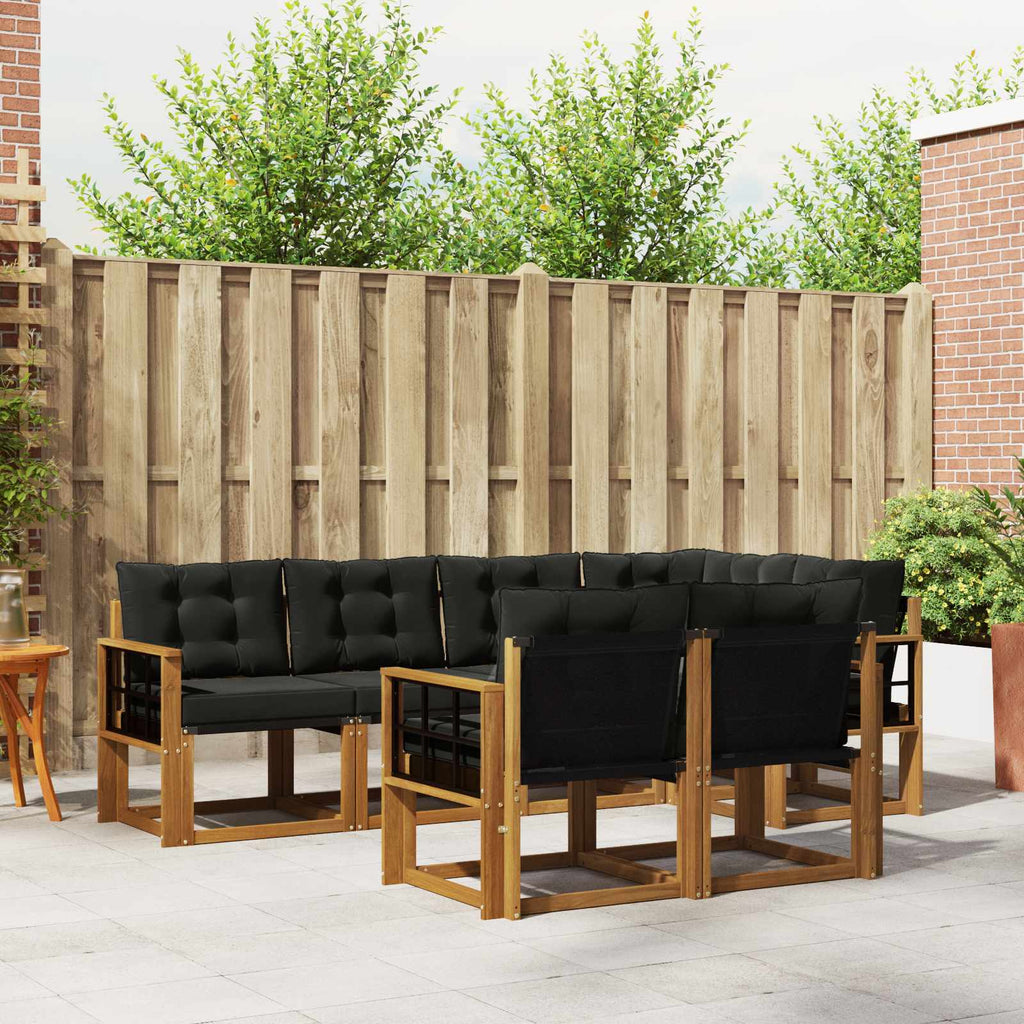 Outdoor-Sofagarnitur mit Kissen 7 pcs Natürlich und Schwarz