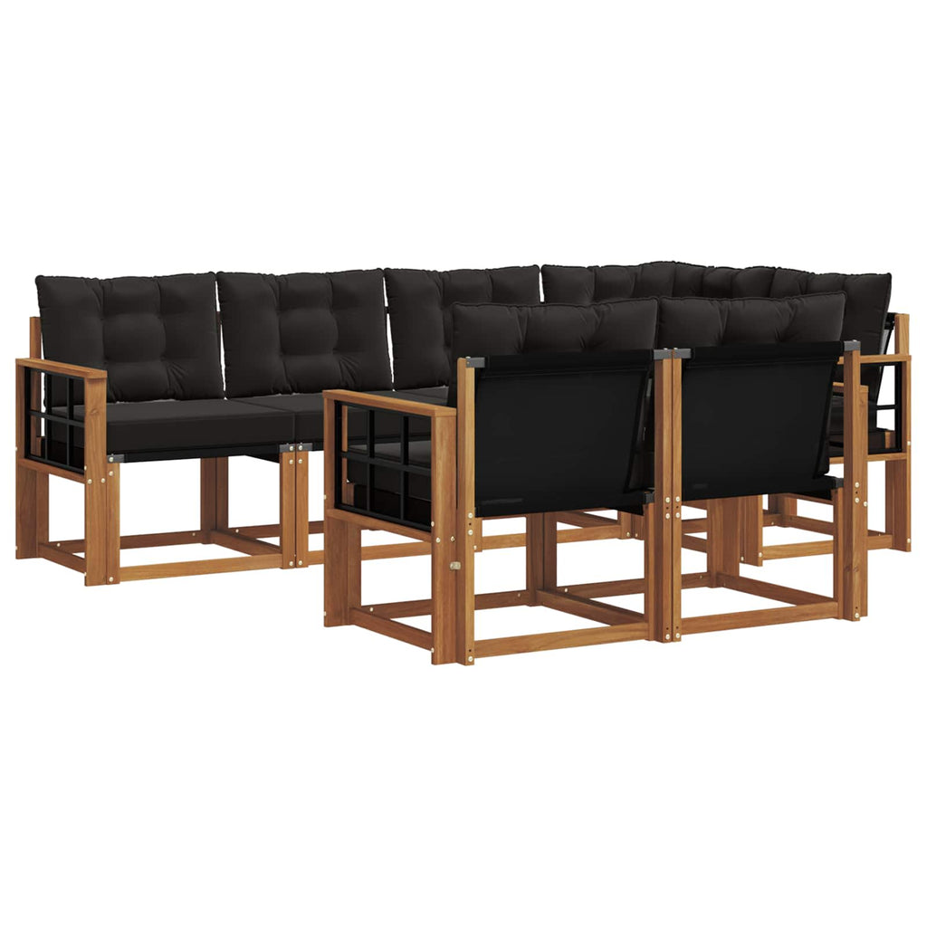 Outdoor-Sofagarnitur mit Kissen 7 pcs Natürlich und Schwarz