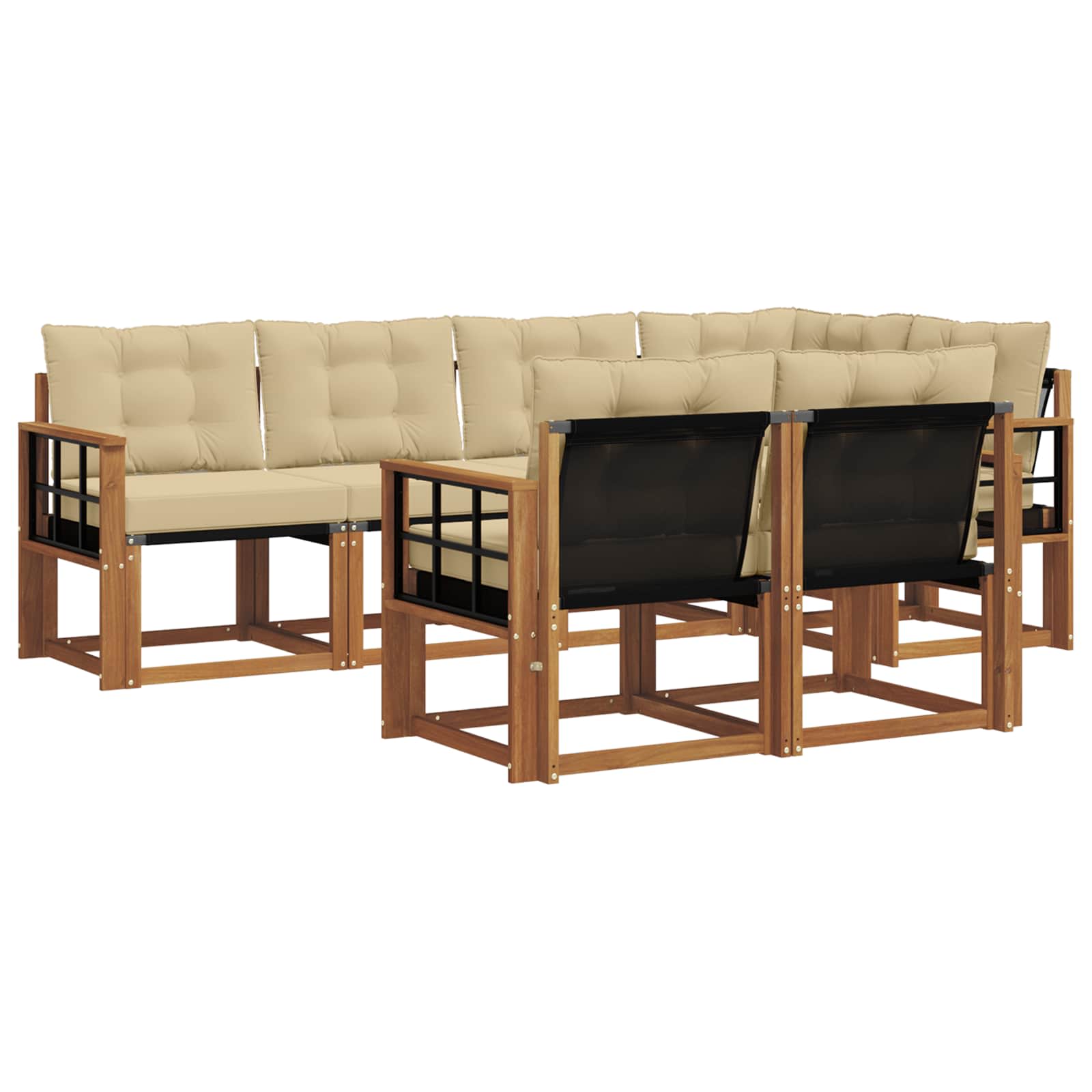 Outdoor-Sofagarnitur mit Kissen 7 pcs Natur und Beige