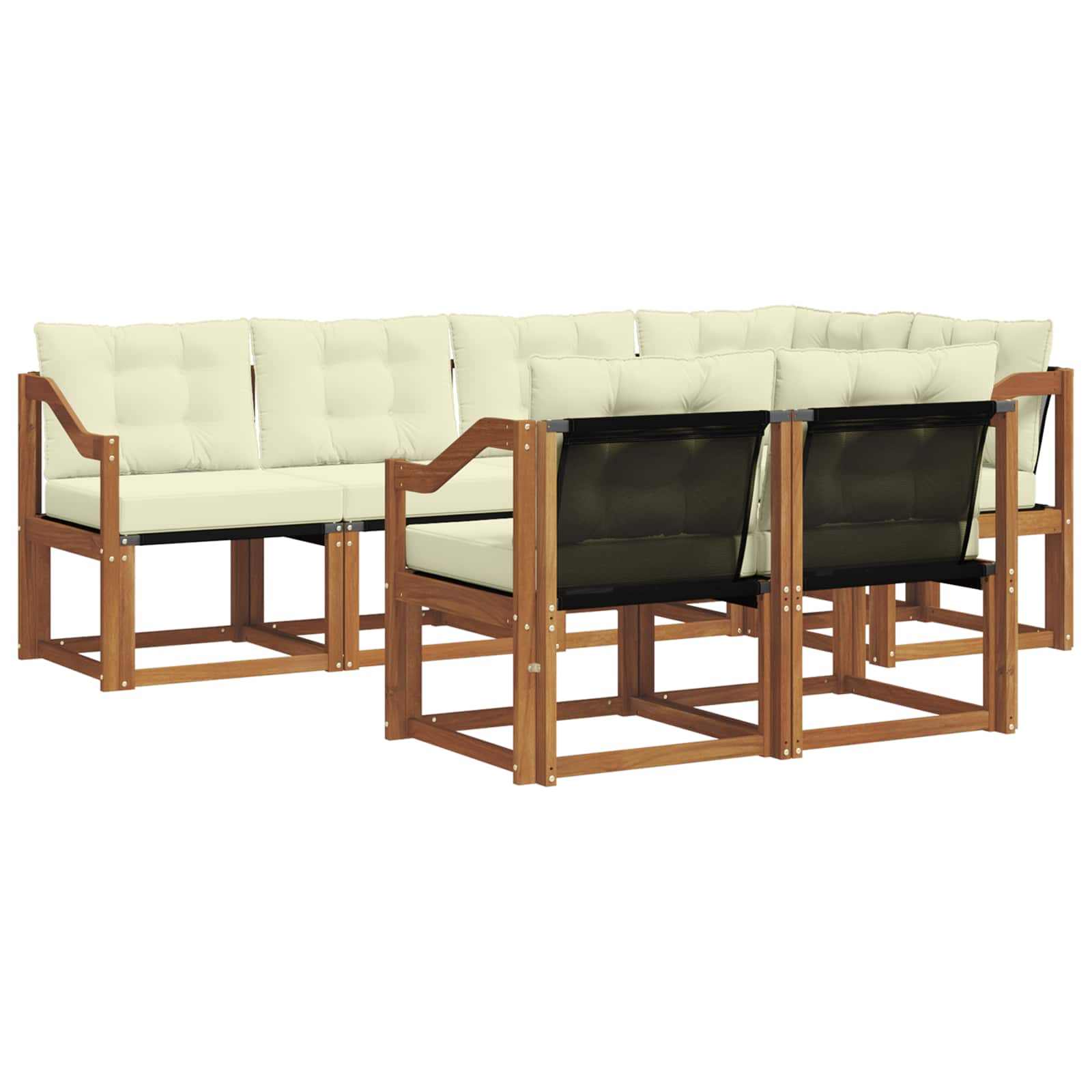Outdoor-Sofagarnitur mit Kissen 7 pcs Natur und Creme