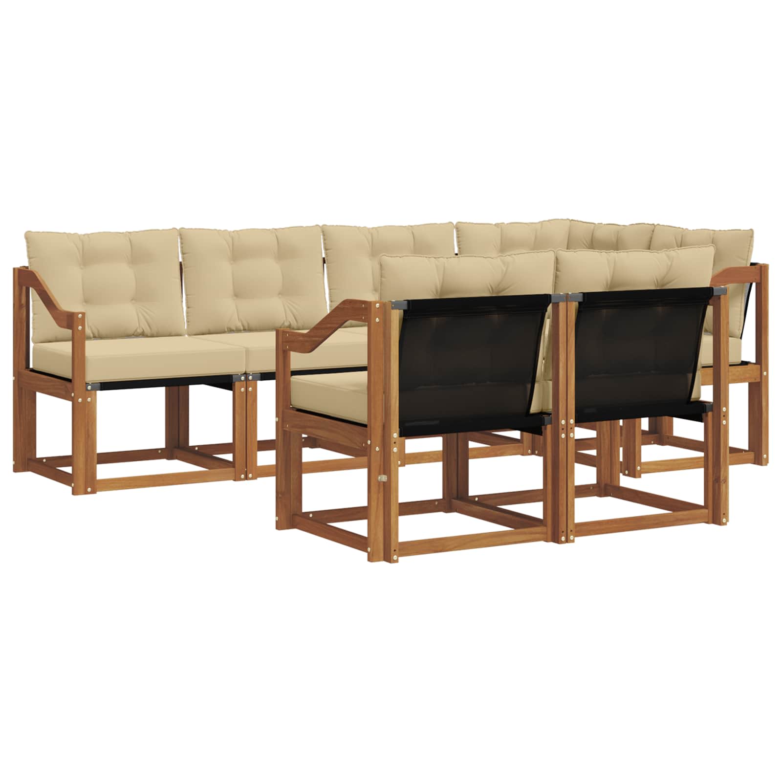 Outdoor-Sofagarnitur mit Kissen 7 pcs Natur und Beige