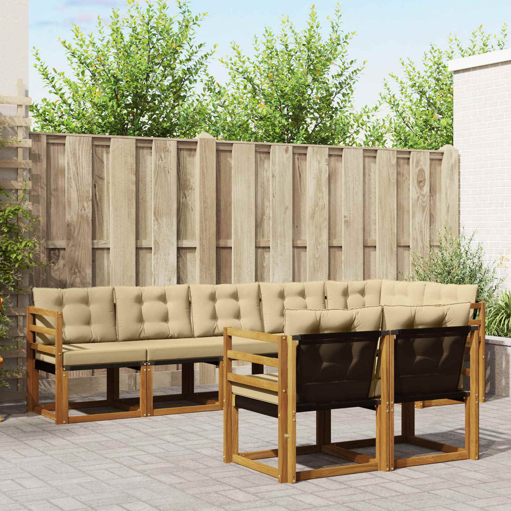 Outdoor-Sofagarnitur mit Kissen 8 pcs Natur und Beige