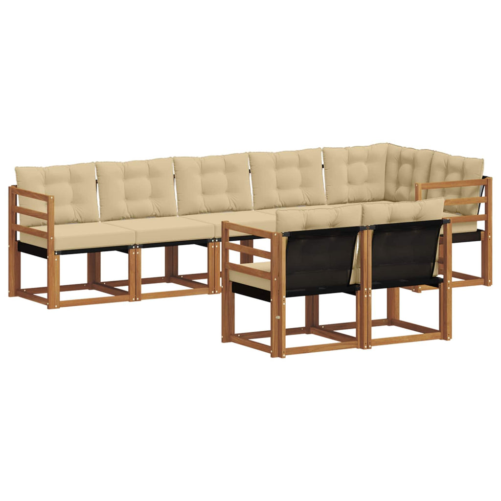 Outdoor-Sofagarnitur mit Kissen 8 pcs Natur und Beige