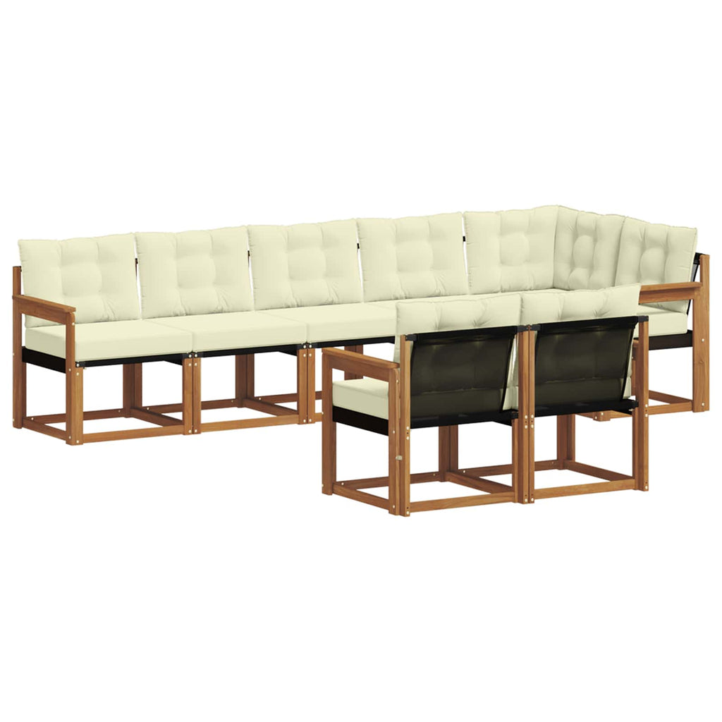 Outdoor-Sofagarnitur mit Kissen 8 pcs Natur und Creme