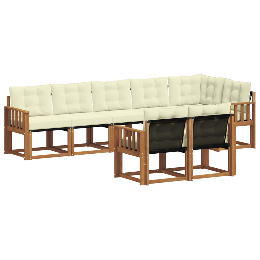 Outdoor-Sofagarnitur mit Kissen 8 pcs Natur und Creme
